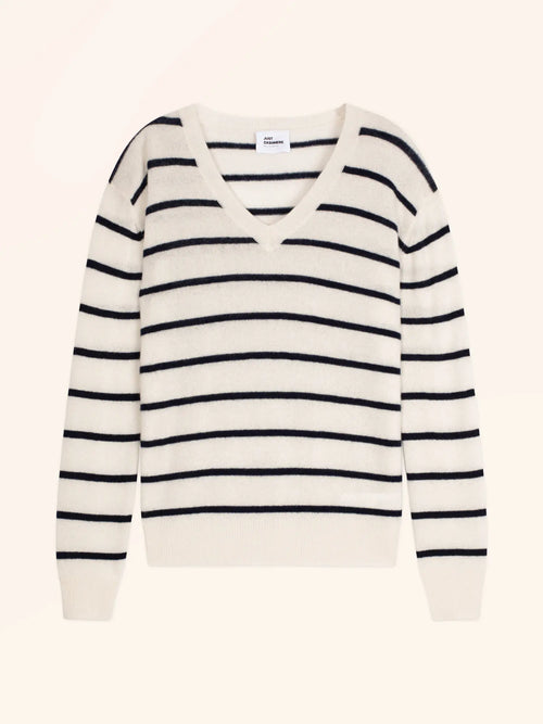 CÉLIMÉE Sweater V-Neck Navy and Ivory