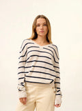 CÉLIMÉE Sweater V-Neck Navy and Ivory