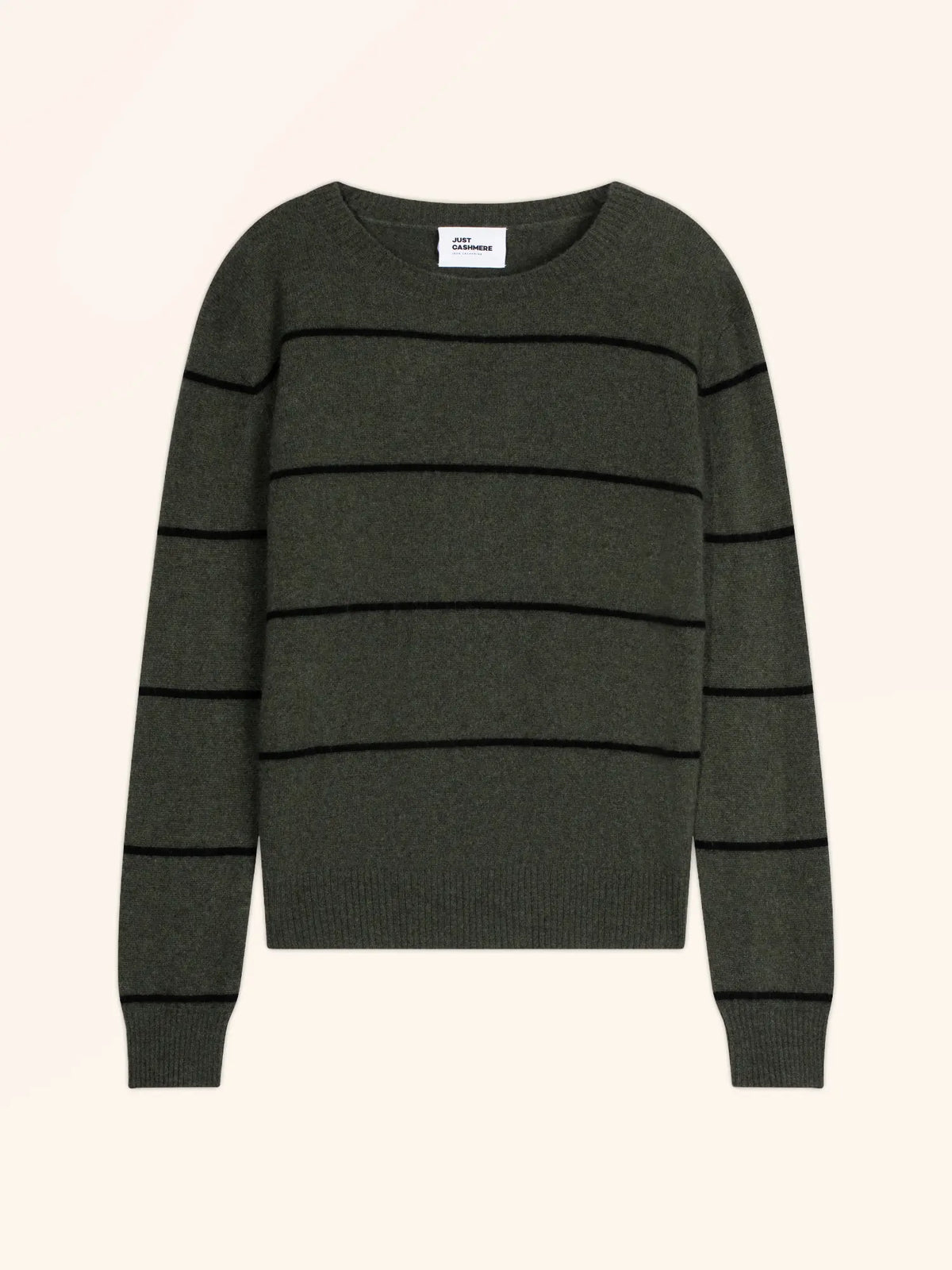 JENNY Sweater Boat Neck Heather Khaki and Black