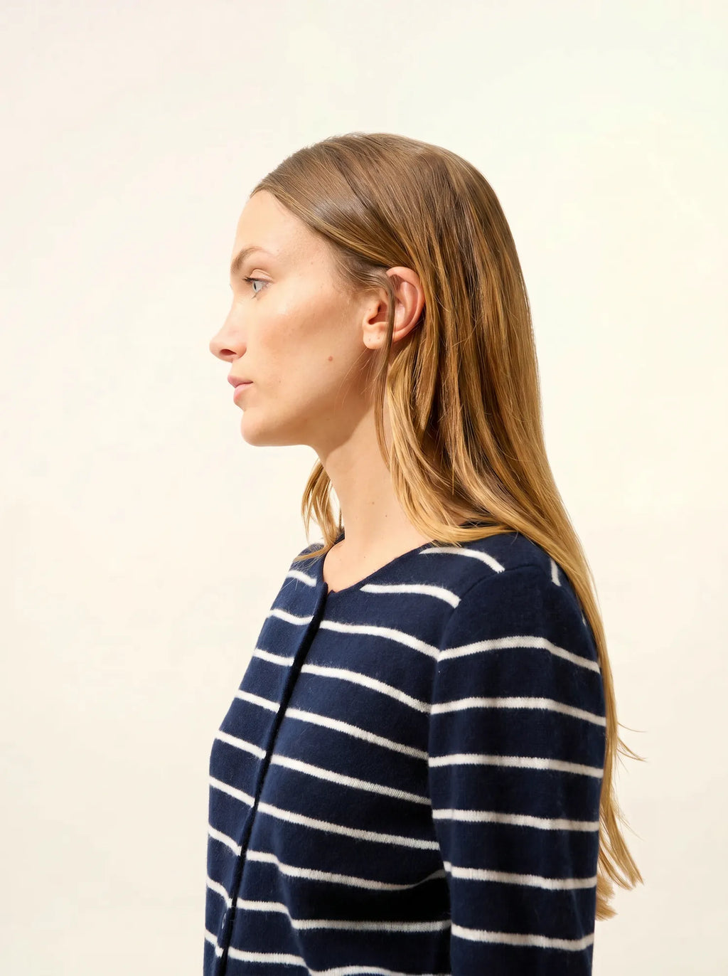 OPHELIA Cardigan Crew Neck Navy and Ivory