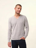 MEVRON Pull Col V Gris Clair Chiné