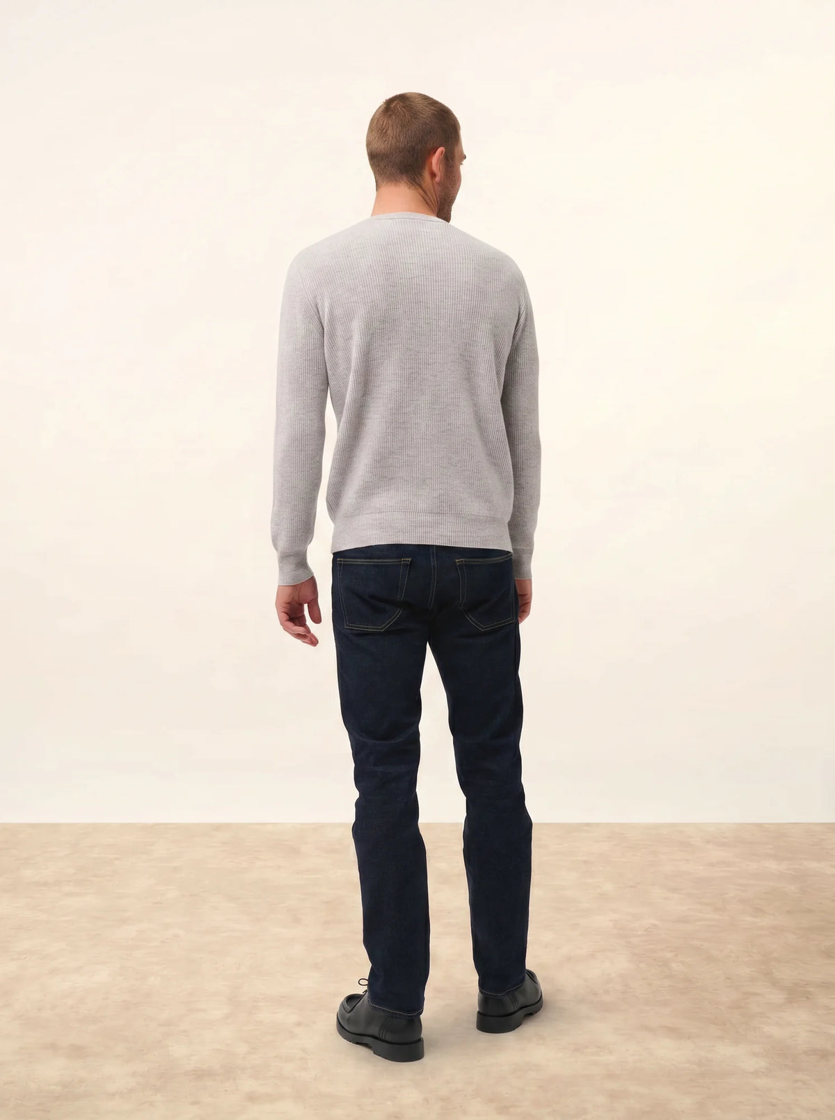 MEVRON Pull Col V Gris Clair Chiné