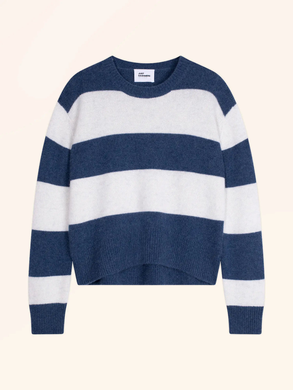 AMARANTE Pull Col Rond 6 Fils Blanc Chiné et Océan Chiné