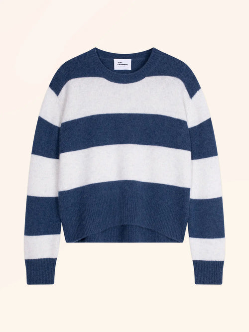 AMARANTE Sweater Crew Neck 6 Ply Heather White and Heather Ocean