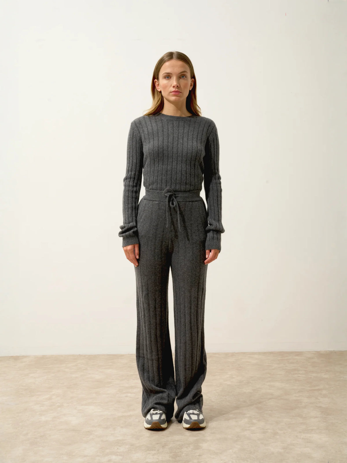 CLARISSA Pantalon Évasé Anthracite Chiné