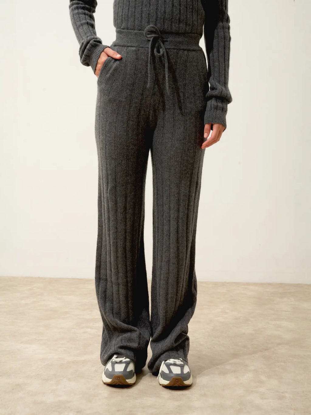 CLARISSA Pantalon Évasé Anthracite Chiné