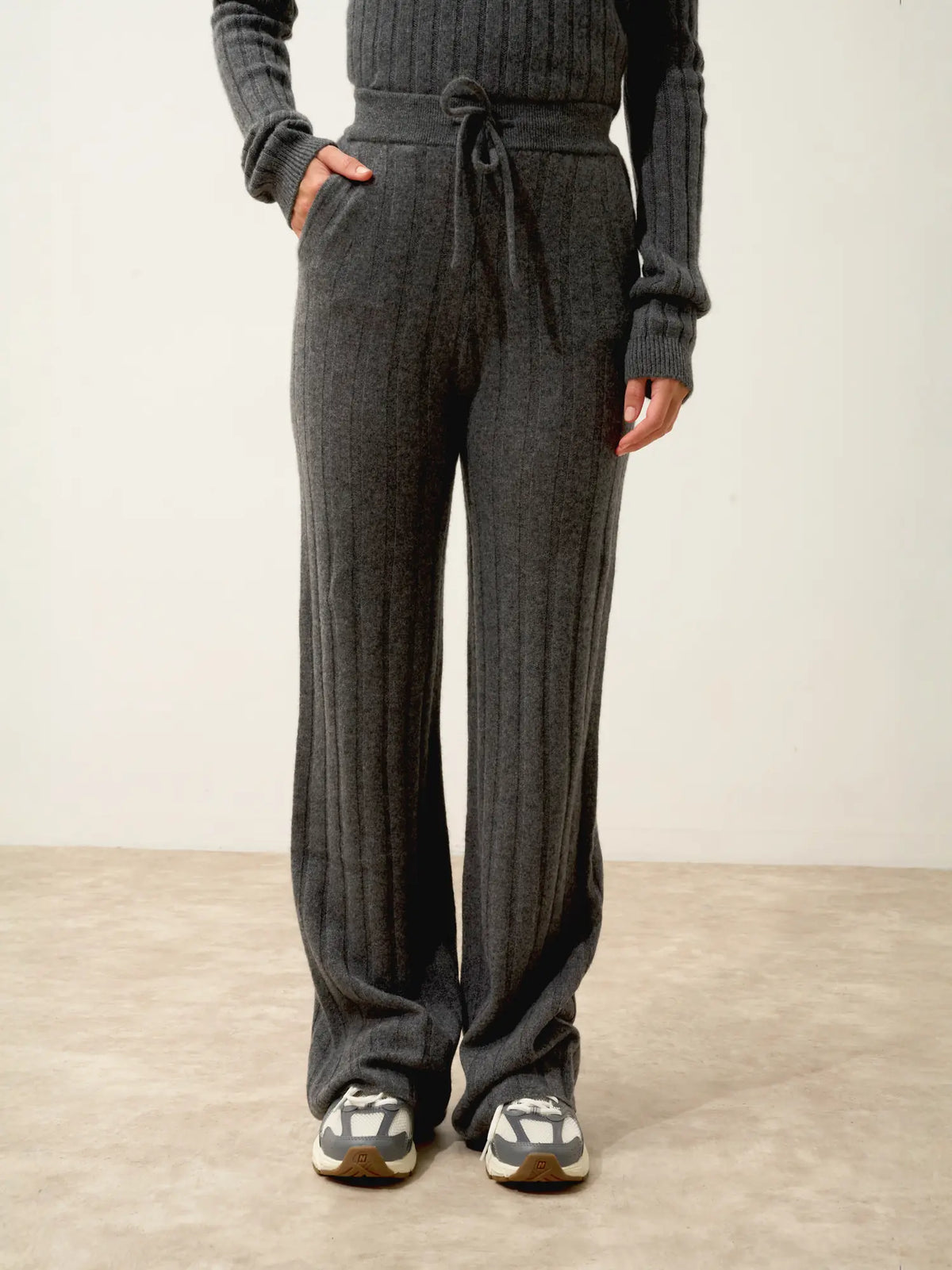 CLARISSA Pantalon Évasé Anthracite Chiné