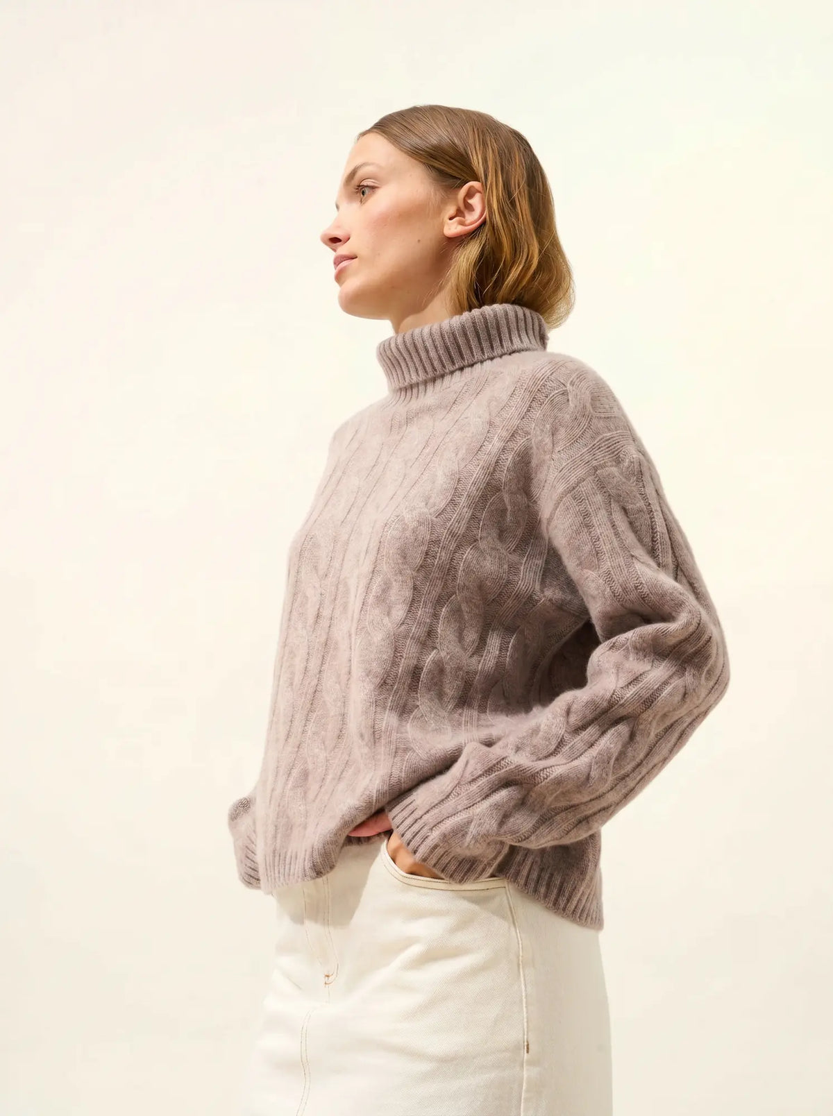 ALESSIA Pull Col Roulé 6 Fils Caribou Chiné
