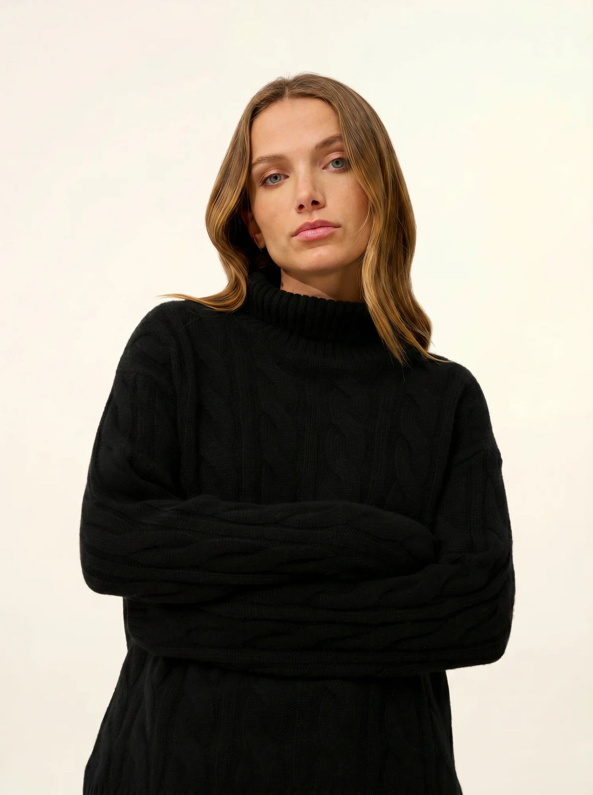 ALESSIA Pull Col Roulé 6 Fils Noir