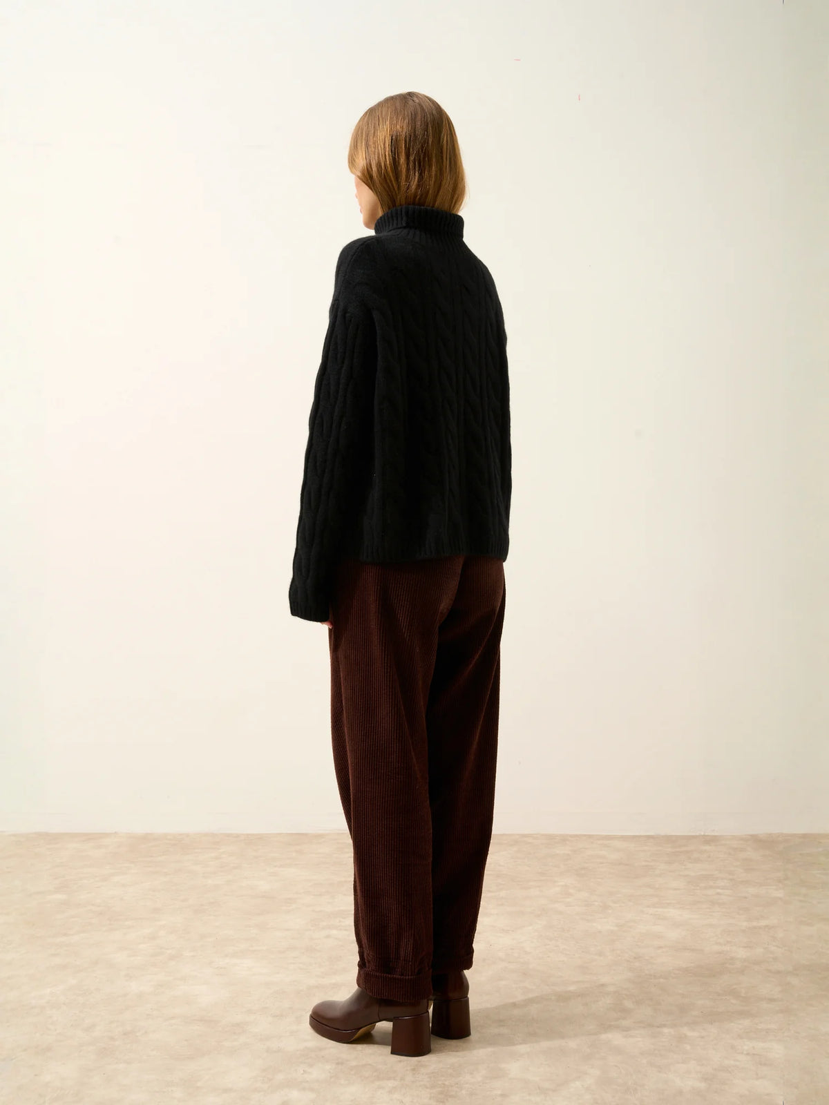 ALESSIA Pull Col Roulé 6 Fils Noir