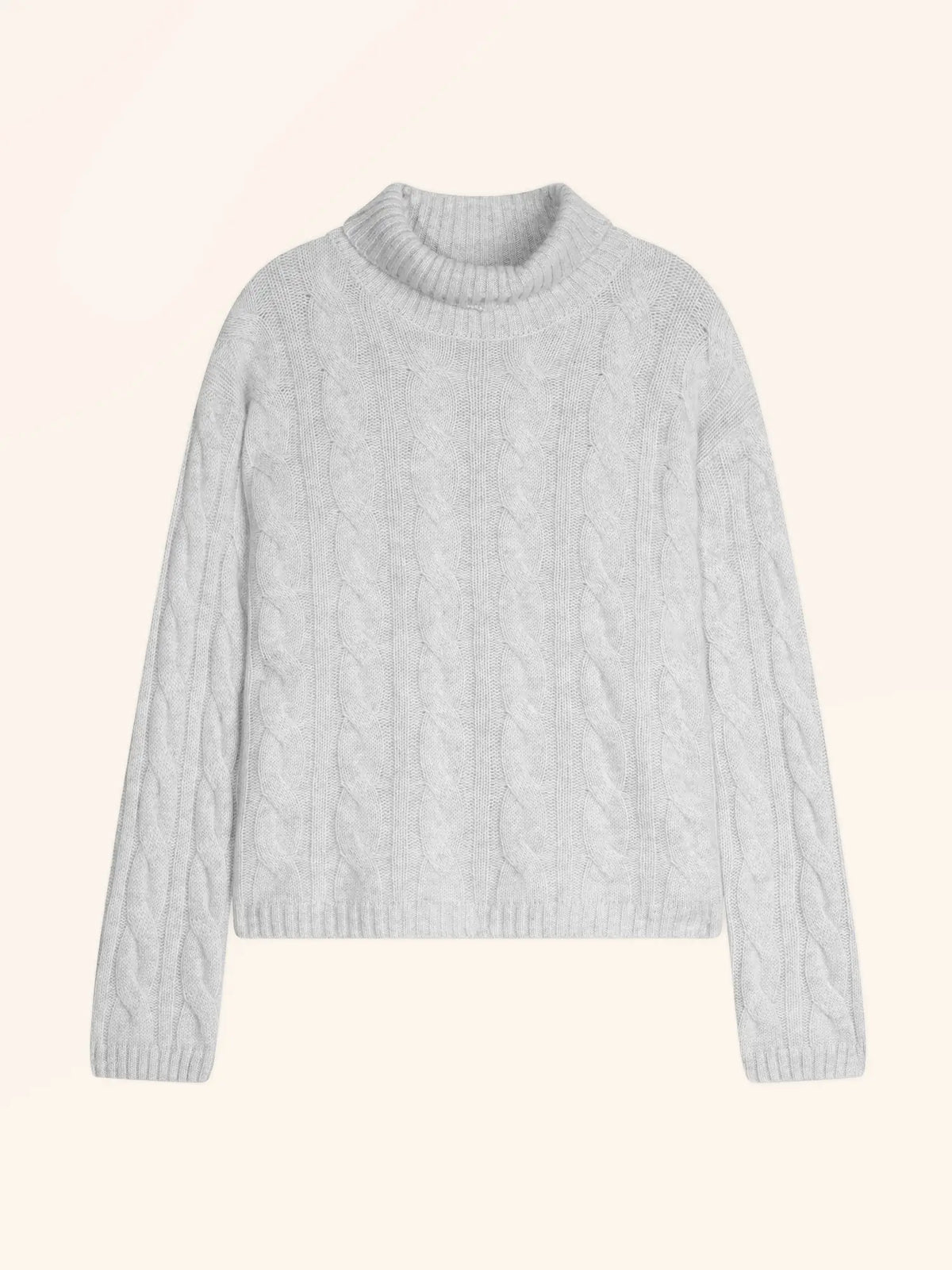 ALESSIA Pull Col Roulé 6 Fils Gris Perle Chiné