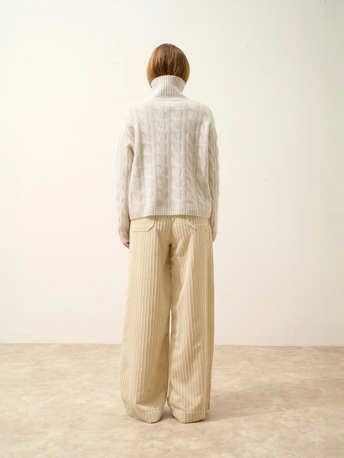 ALESSIA Pull Col Roulé 6 Fils Gris Perle Chiné