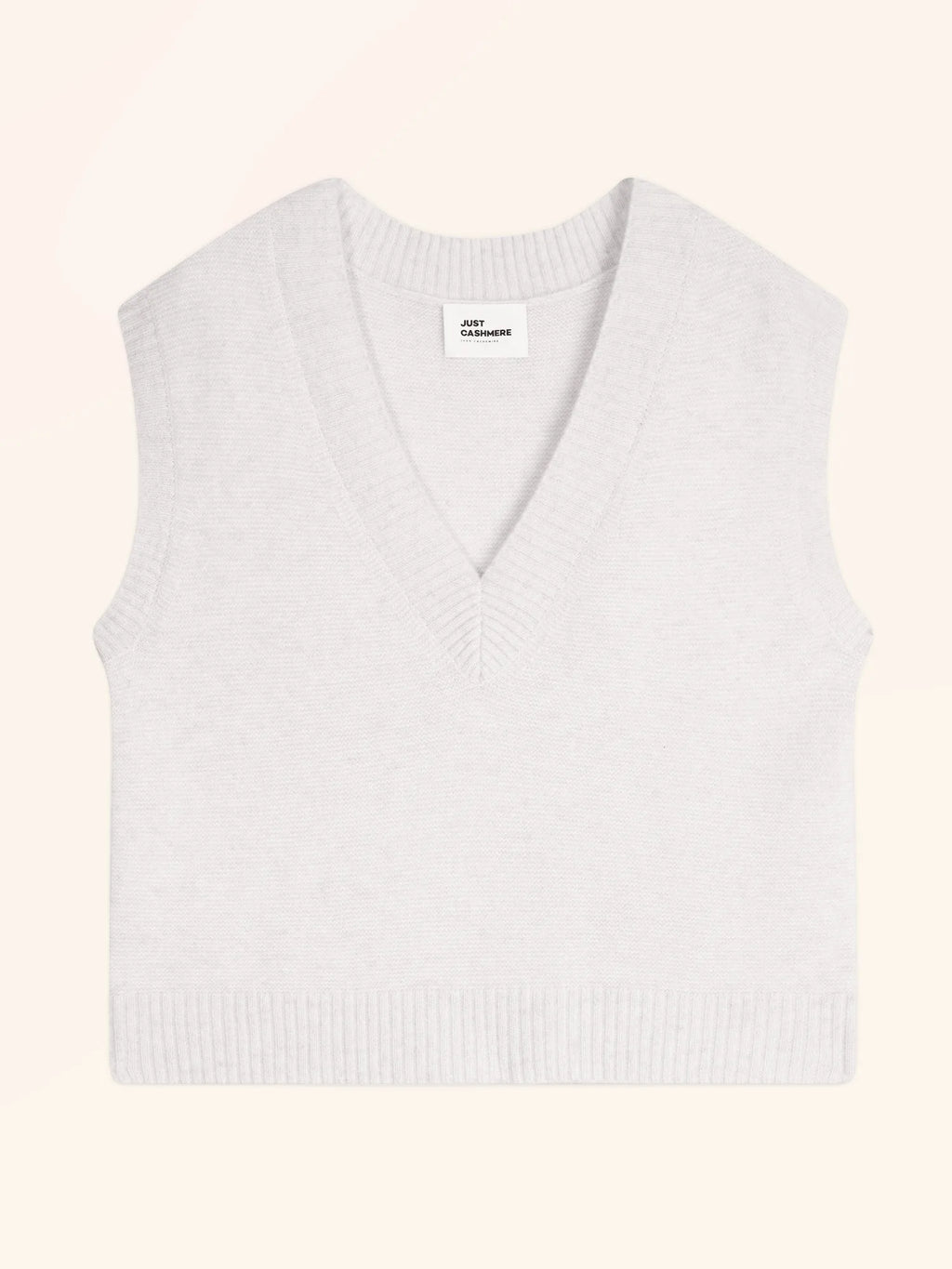 VIVIANA Pull Col V sans Manches 4 Fils Blanc Chiné