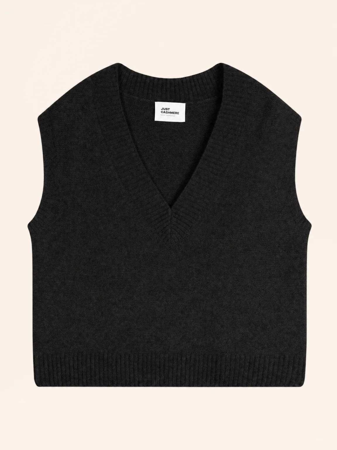 VIVIANA Pull Col V sans Manches 4 Fils Noir