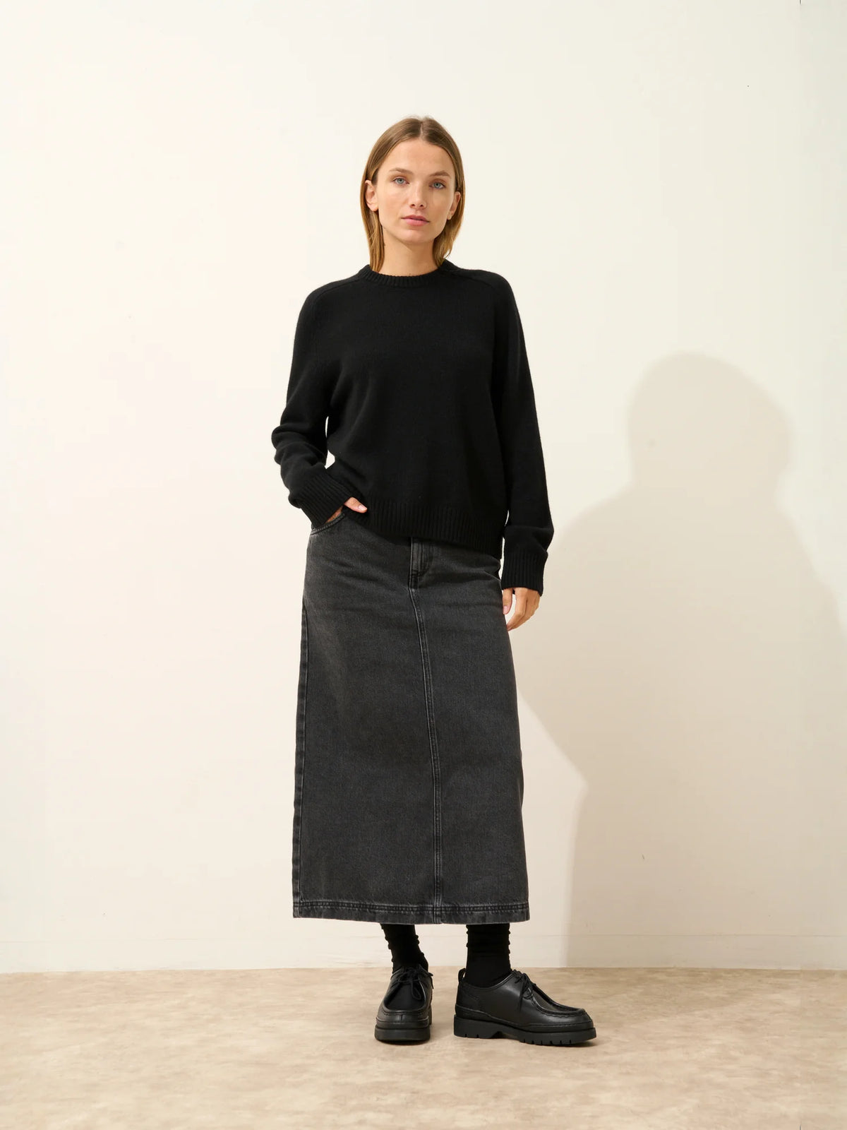 LAVINIA Pullover Rundhalsausschnitt 4-fädig Schwarz