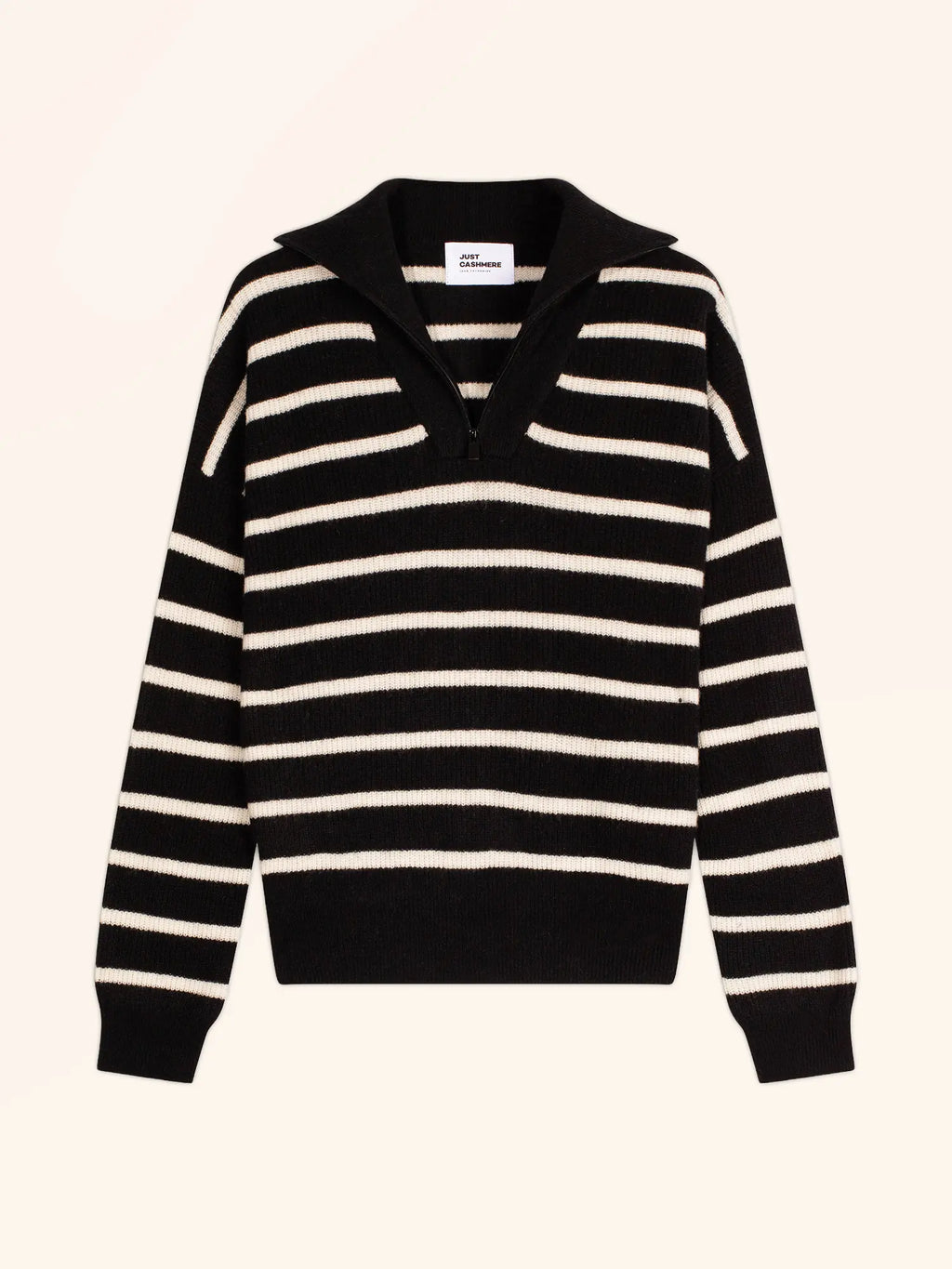 ROBINE Sweater Trucker Neck Black and Ivory
