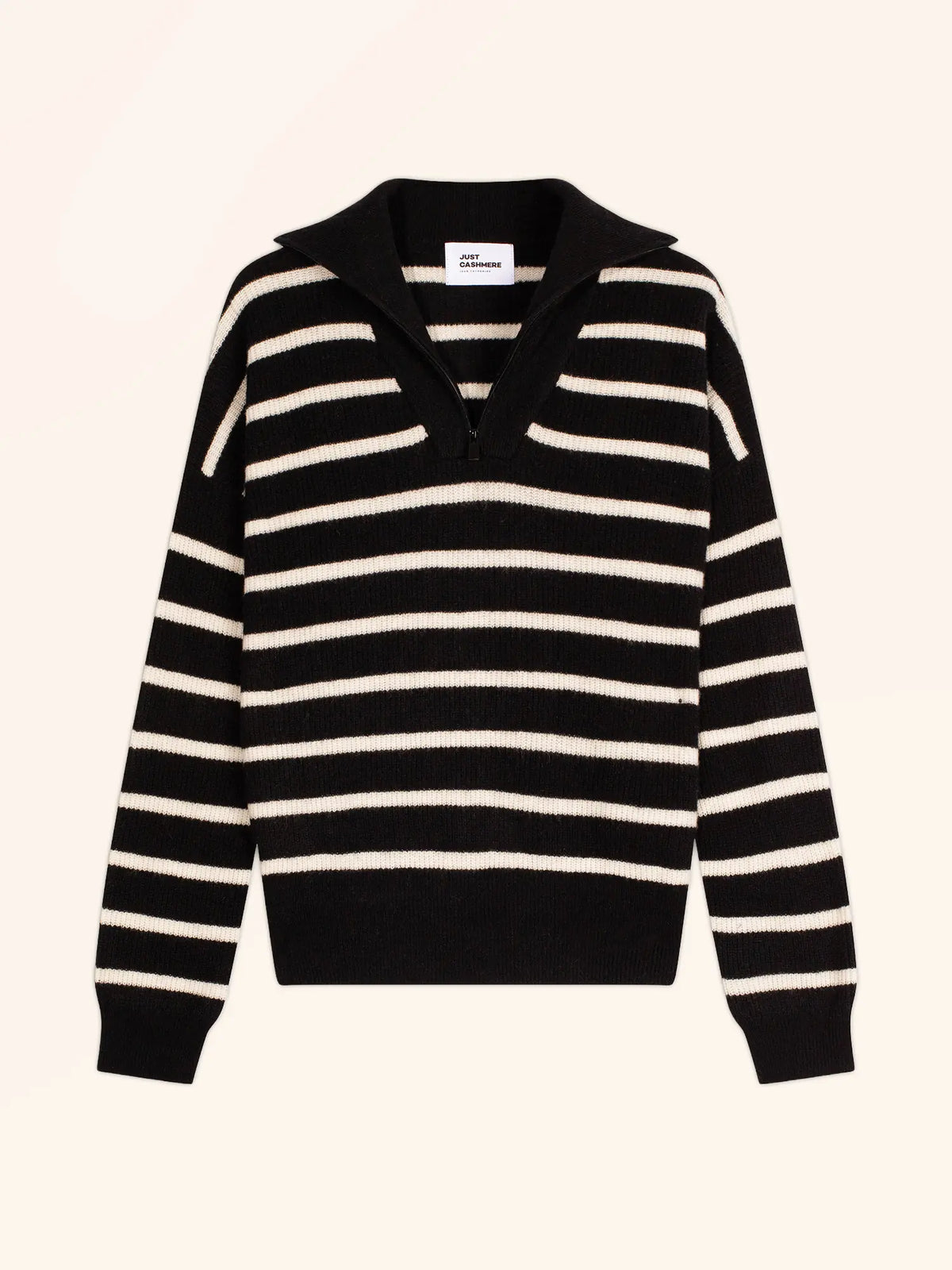 ROBINE Sweater Trucker Neck Black and Ivory