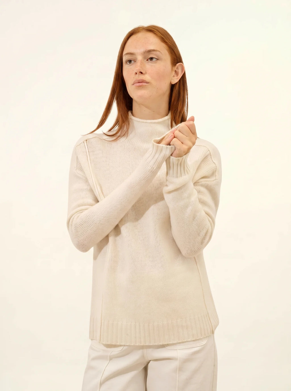 GLACIELA Pullover Stehkragen 4-fädig Elfenbein