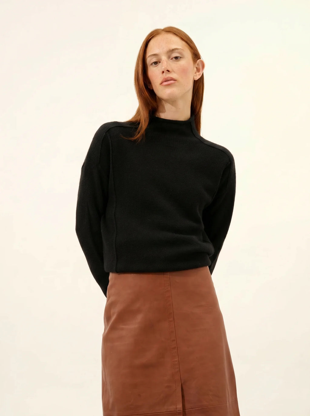GLACIELA Sweater Mock Neck 4 Ply Black