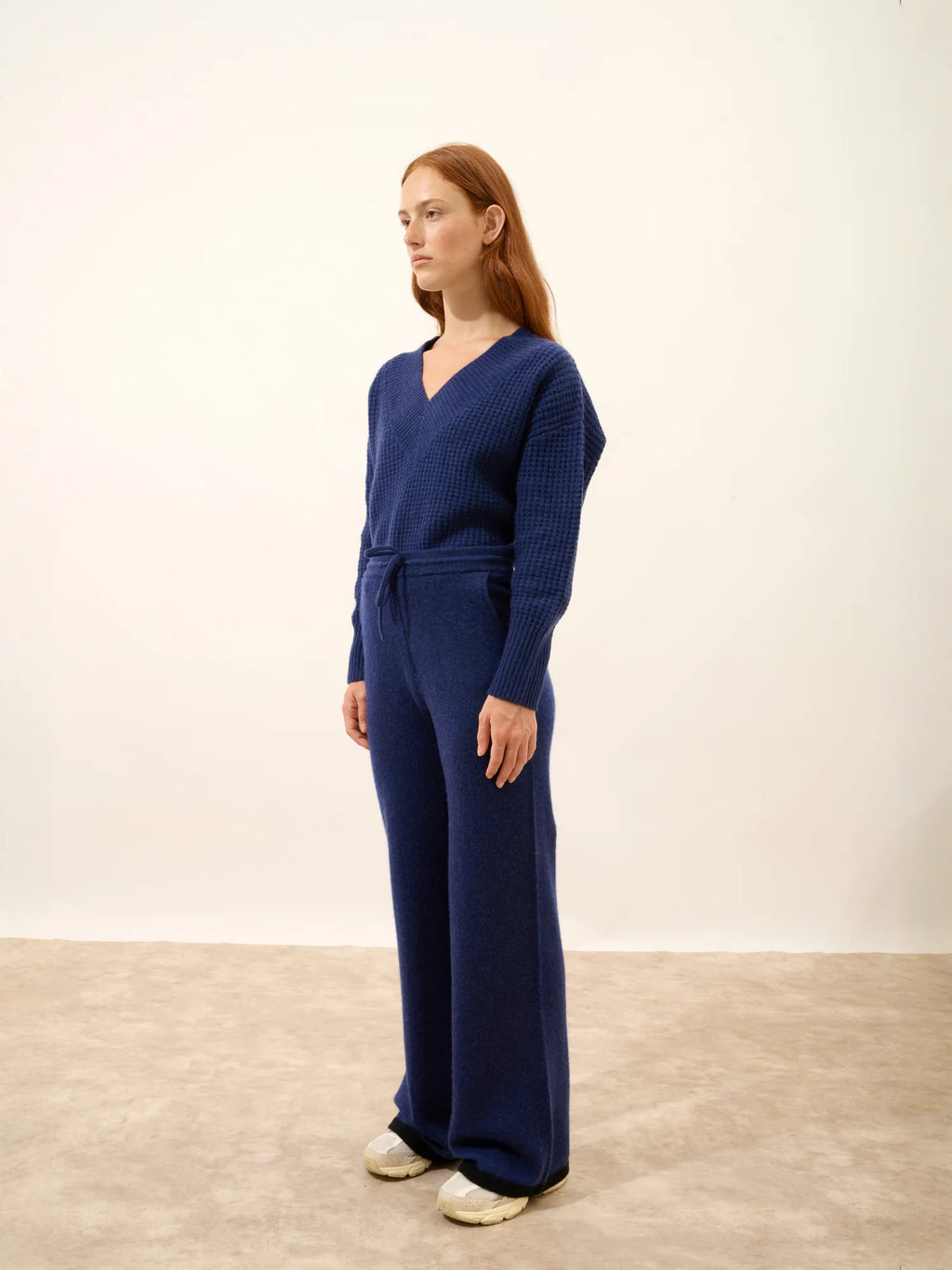 LUCIANA Wide-Leg Trousers Midnight Blue and Black