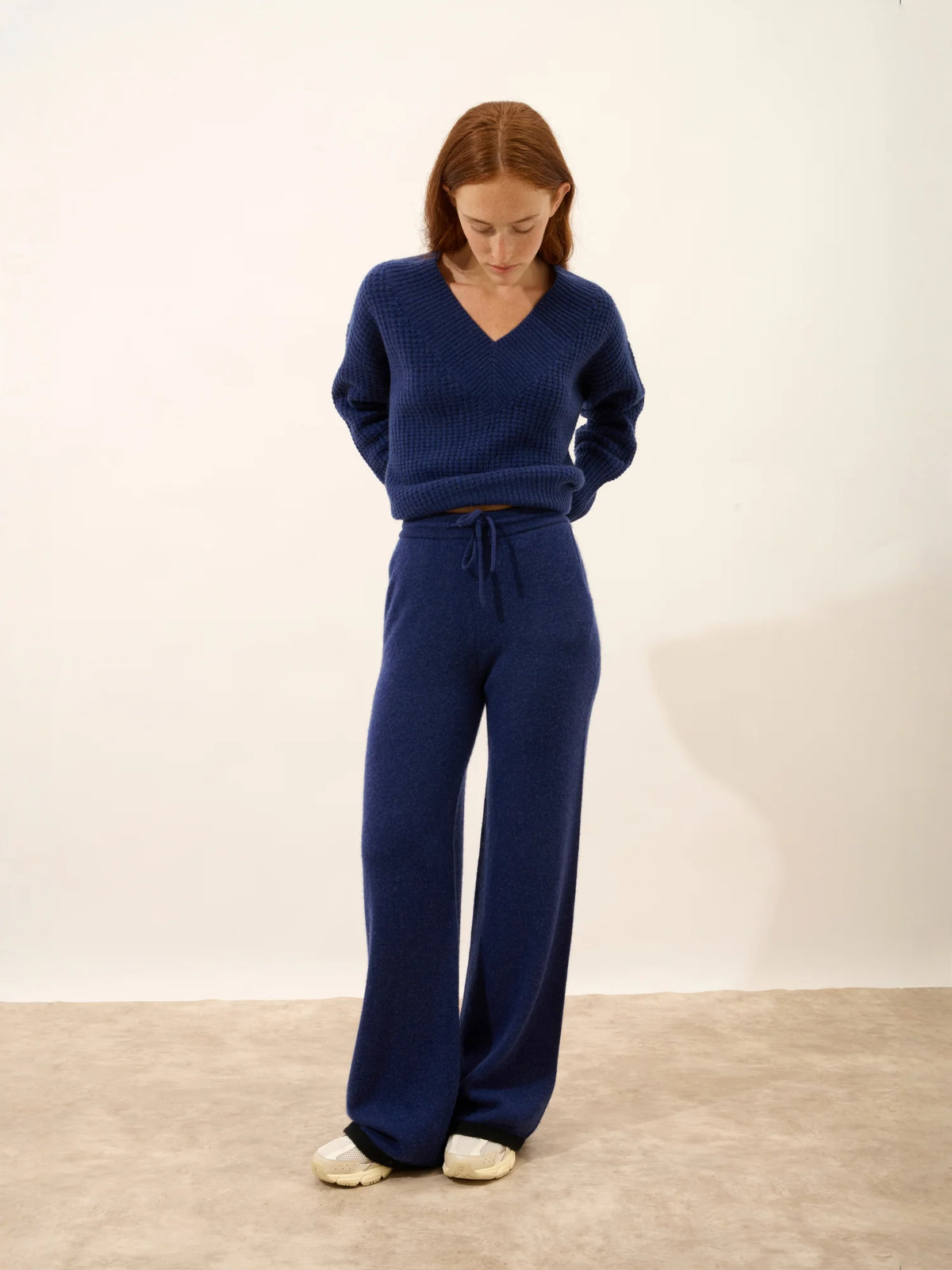 LUCIANA Wide-Leg Trousers Midnight Blue and Black