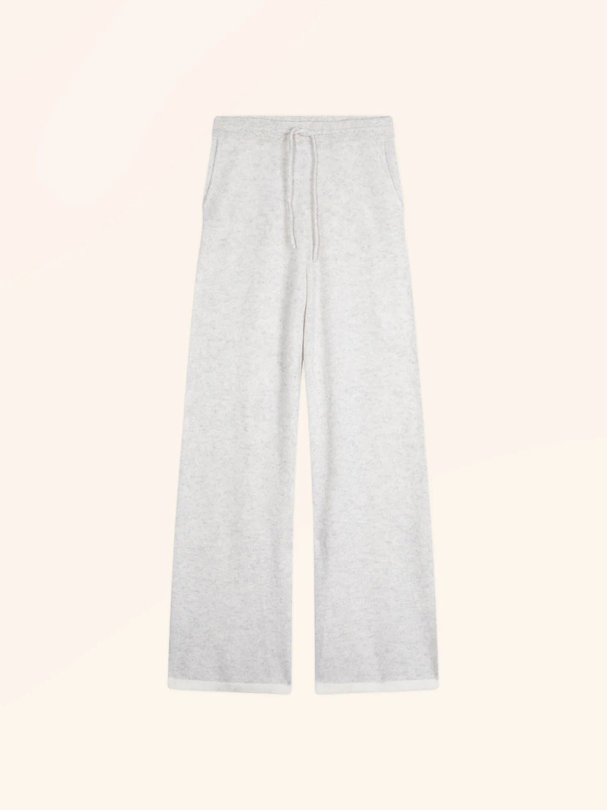 LUCIANA Pantalon Large Gris Perle Chiné et Ivoire