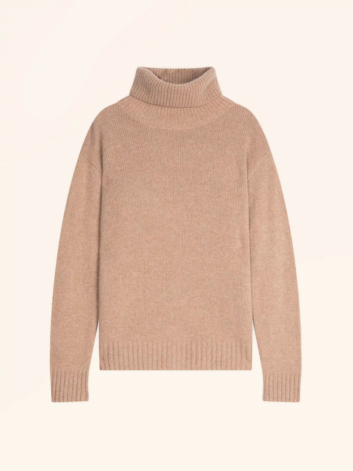 ISERIA Pull Col Roulé 4 Fils Camel Chiné