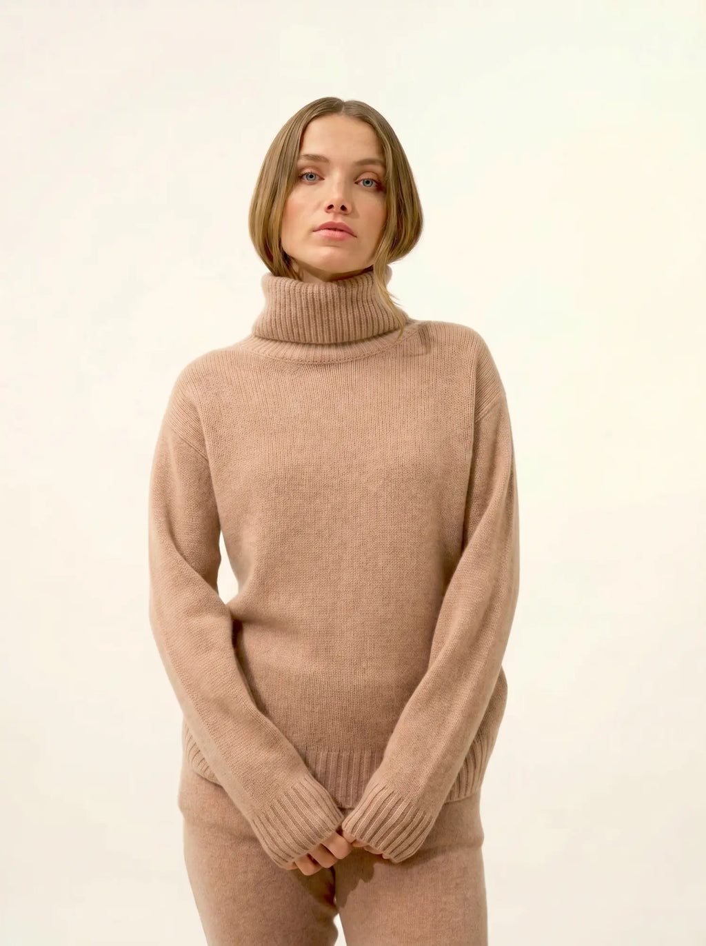 ISERIA Pull Col Roulé 4 Fils Camel Chiné