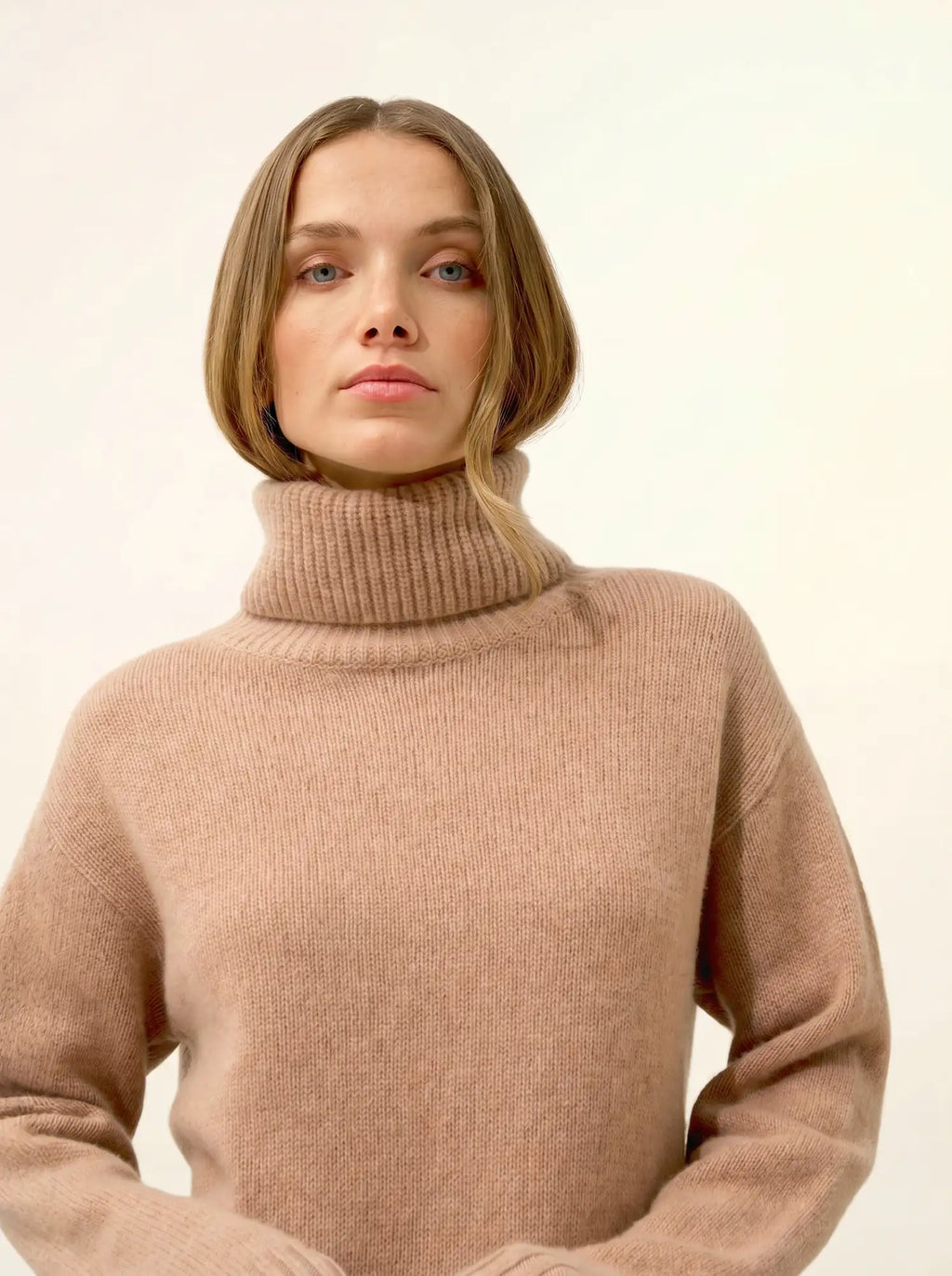 ISERIA Pull Col Roulé 4 Fils Camel Chiné