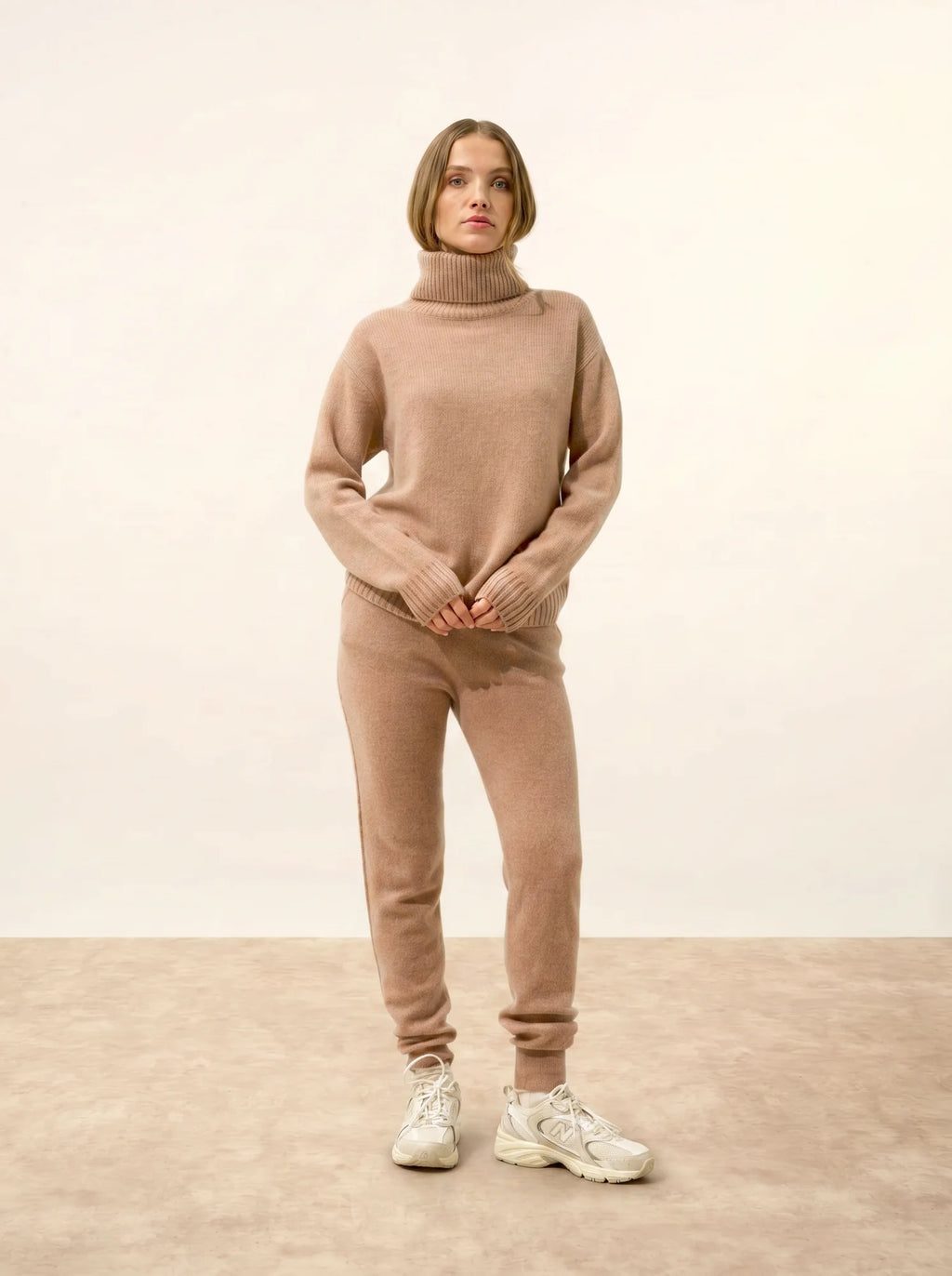 ISERIA Pull Col Roulé 4 Fils Camel Chiné