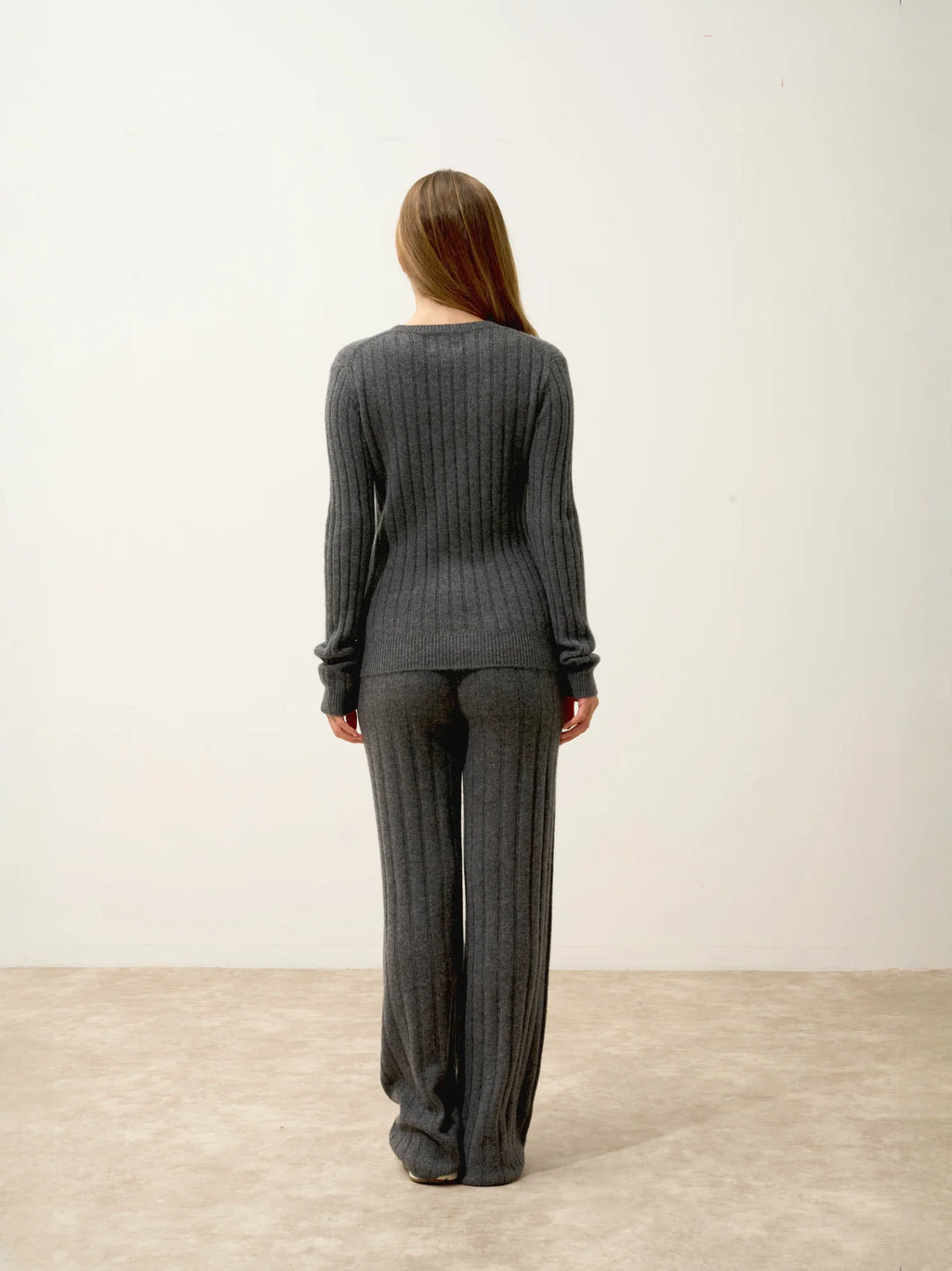 LORANA Pull Col Rond 4 Fils Anthracite Chiné