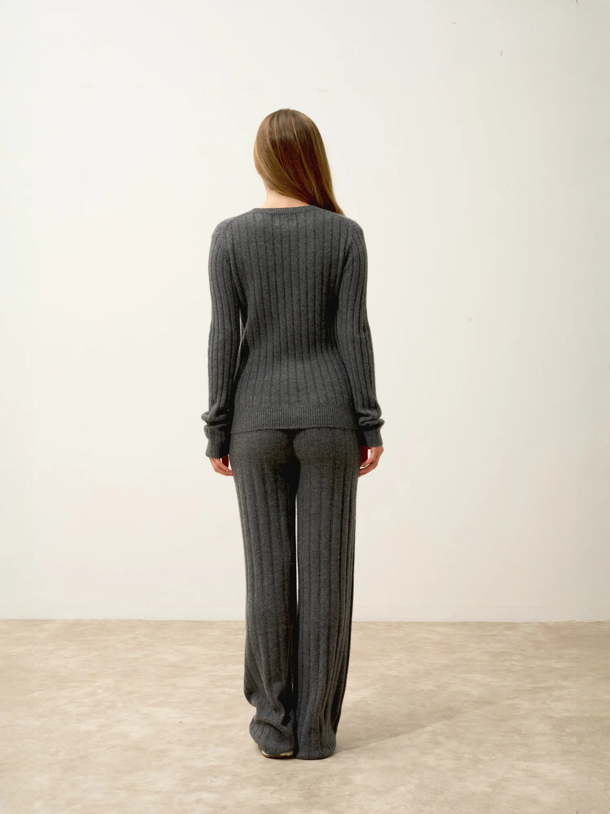 LORANA Pull Col Rond 4 Fils Anthracite Chiné