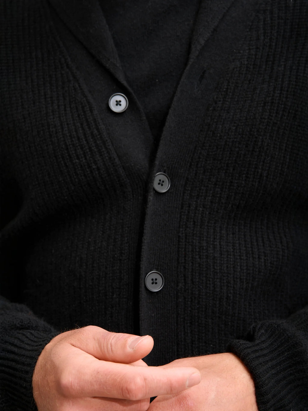 SANJI Jacket Buttoned Shawl Collar 4 Ply Black