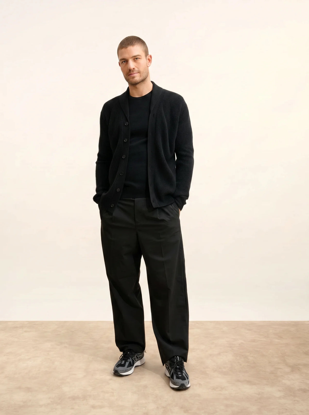 SANJI Jacket Buttoned Shawl Collar 4 Ply Black