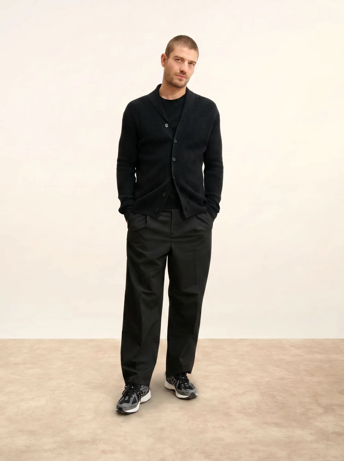 SANJI Jacket Buttoned Shawl Collar 4 Ply Black