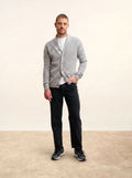 SANJI Jacket Buttoned Shawl Collar 4 Ply Heather Cloud