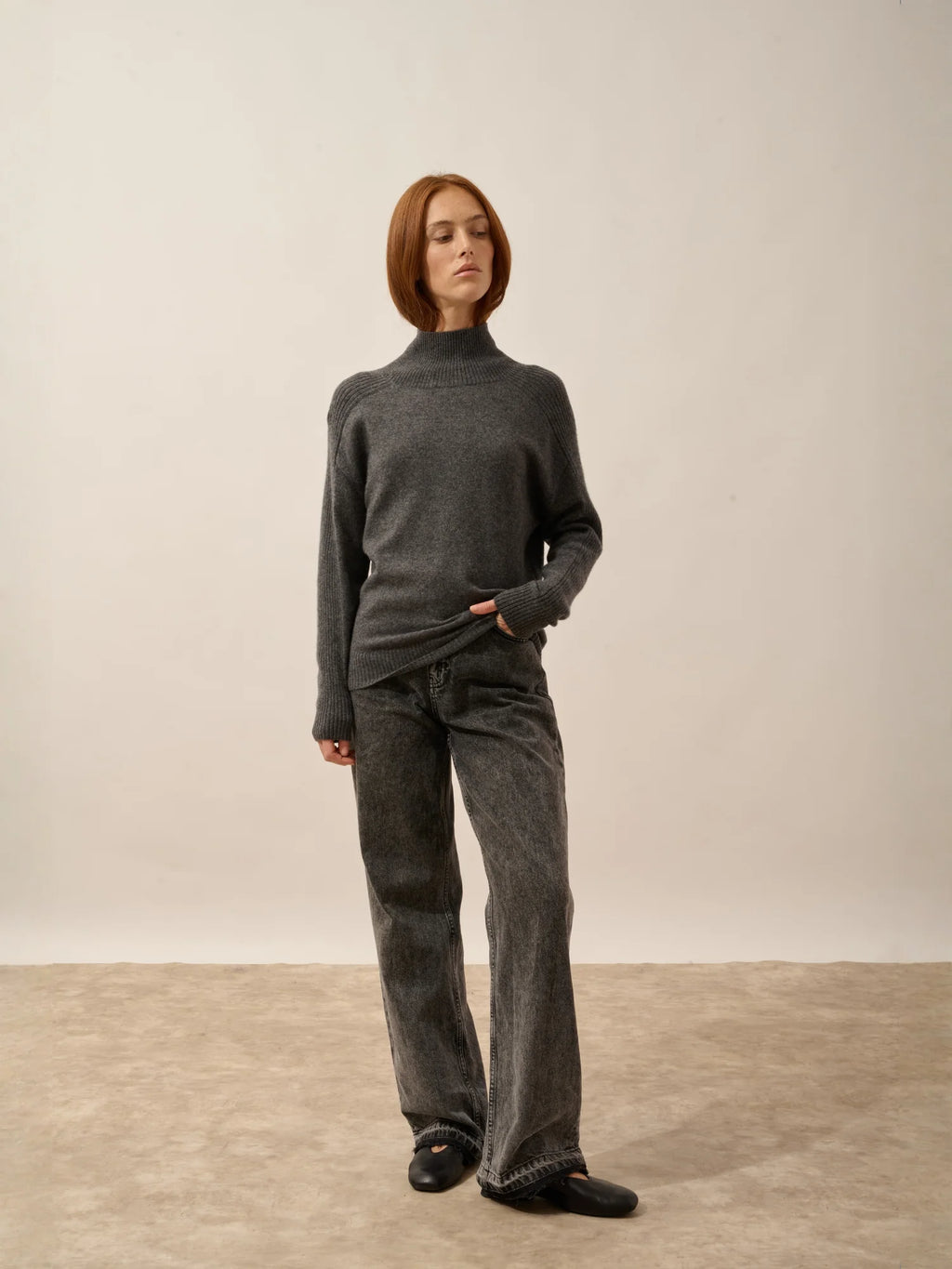 FIORINA Pullover Rollkragen Anthrazit meliert