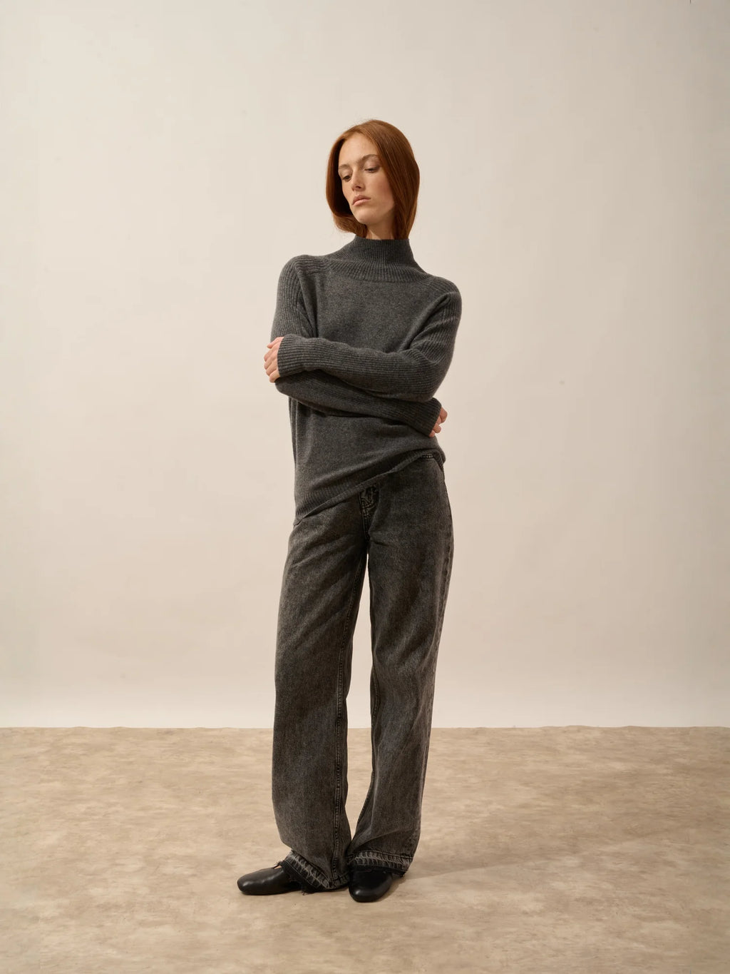 FIORINA Pullover Rollkragen Anthrazit meliert