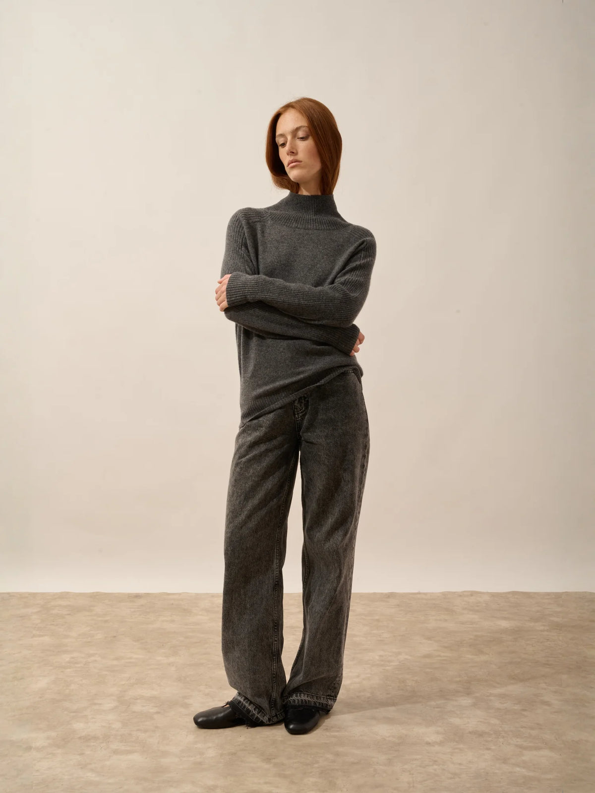 FIORINA Pullover Rollkragen Anthrazit meliert