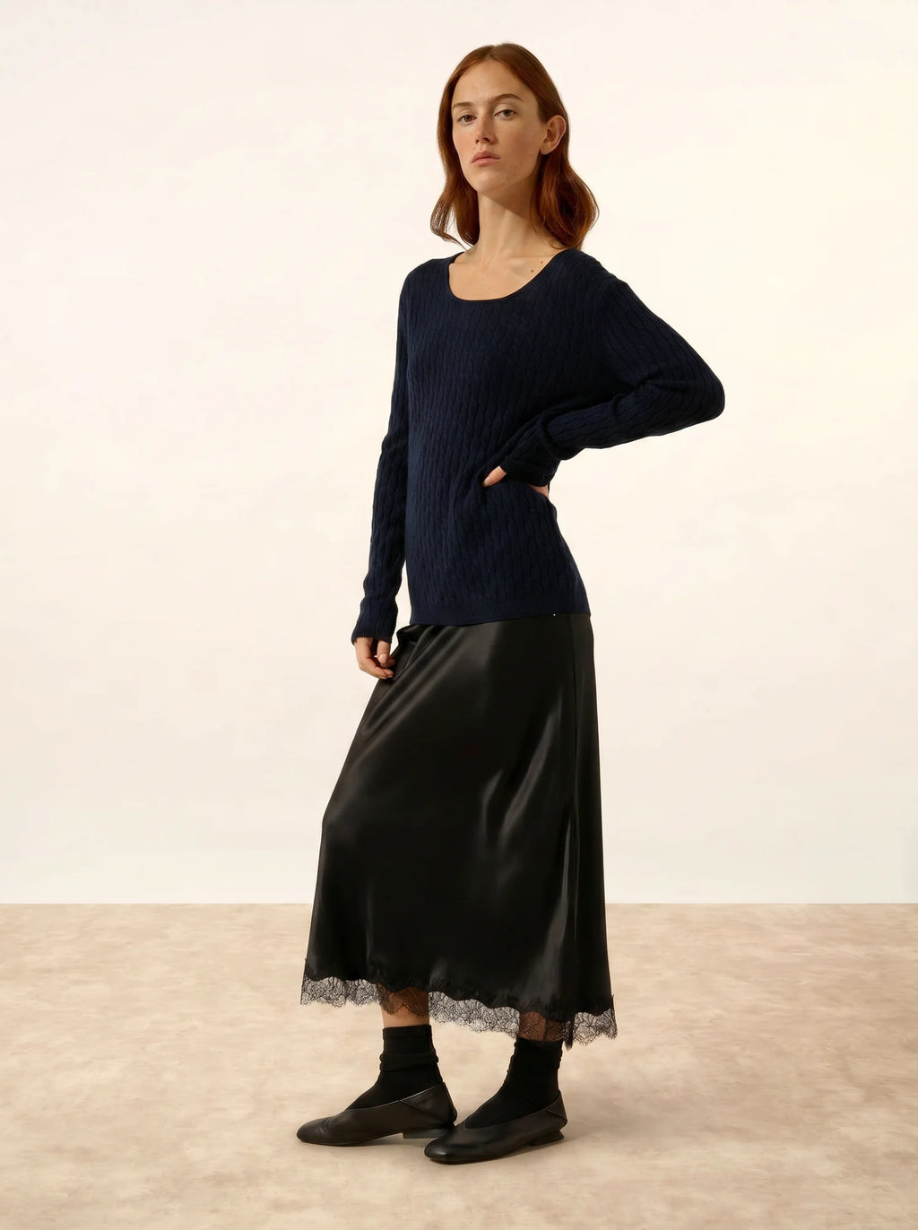 RELINA Sweater Boat Neck Navy