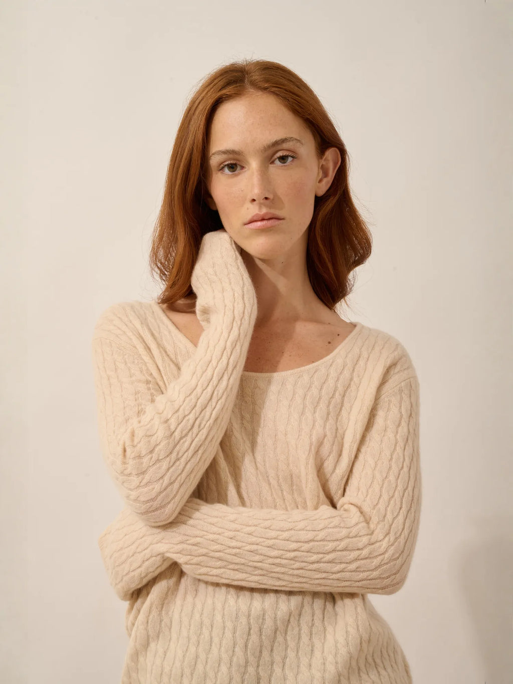 RELINA Pullover U-Boot-Ausschnitt Sand