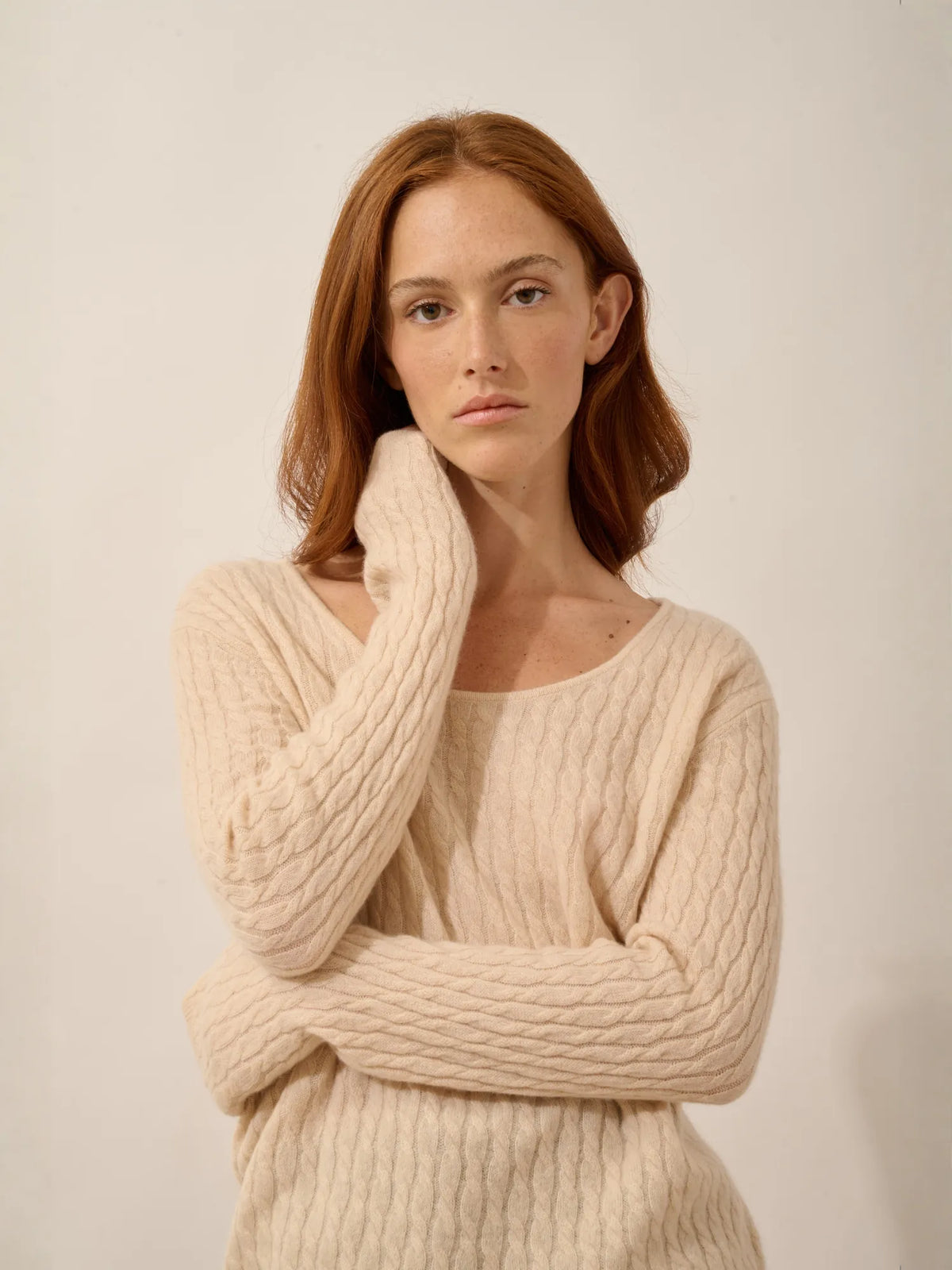 RELINA Pullover U-Boot-Ausschnitt Sand