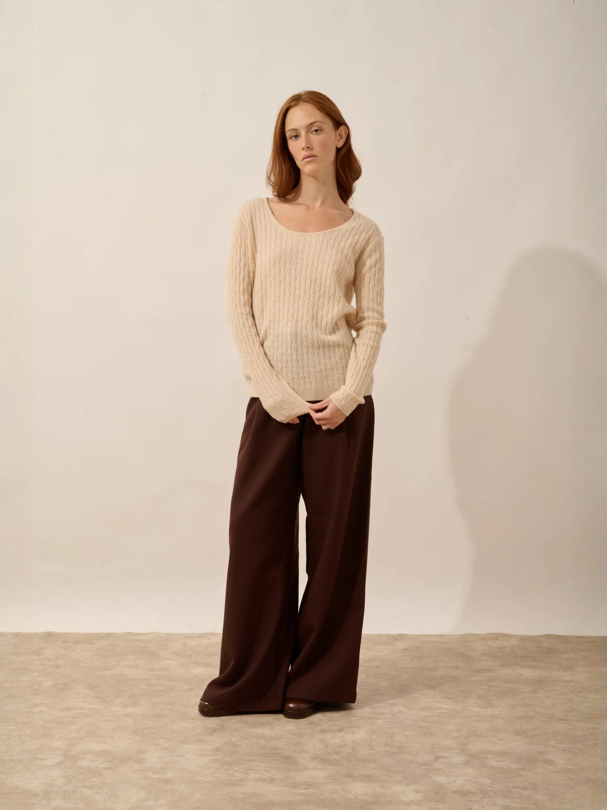RELINA Pullover U-Boot-Ausschnitt Sand