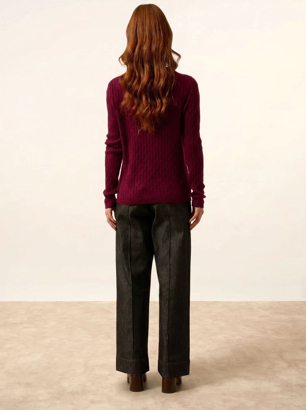 RELINA Sweater Boat Neck Burgundy