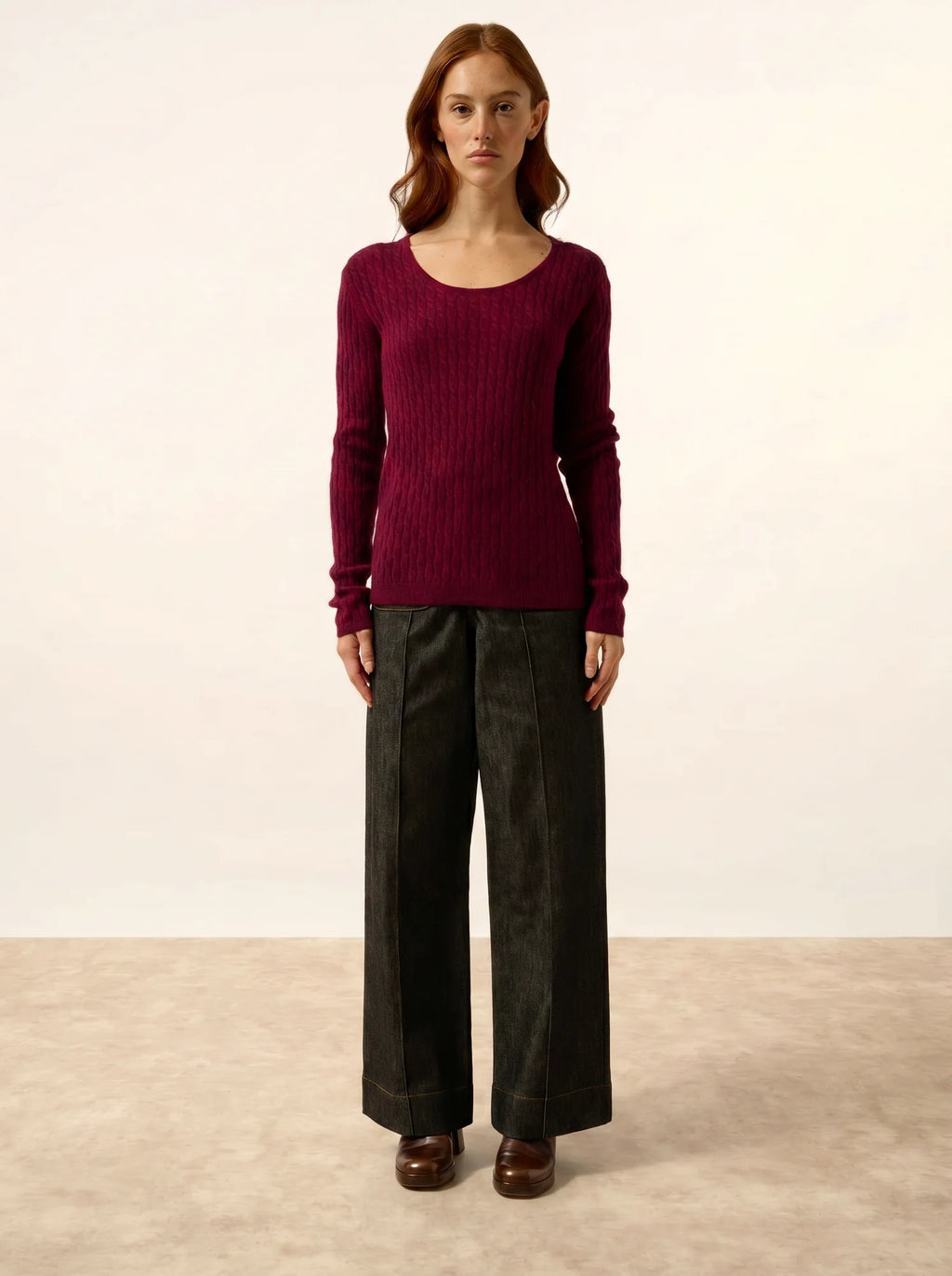 RELINA Sweater Boat Neck Burgundy