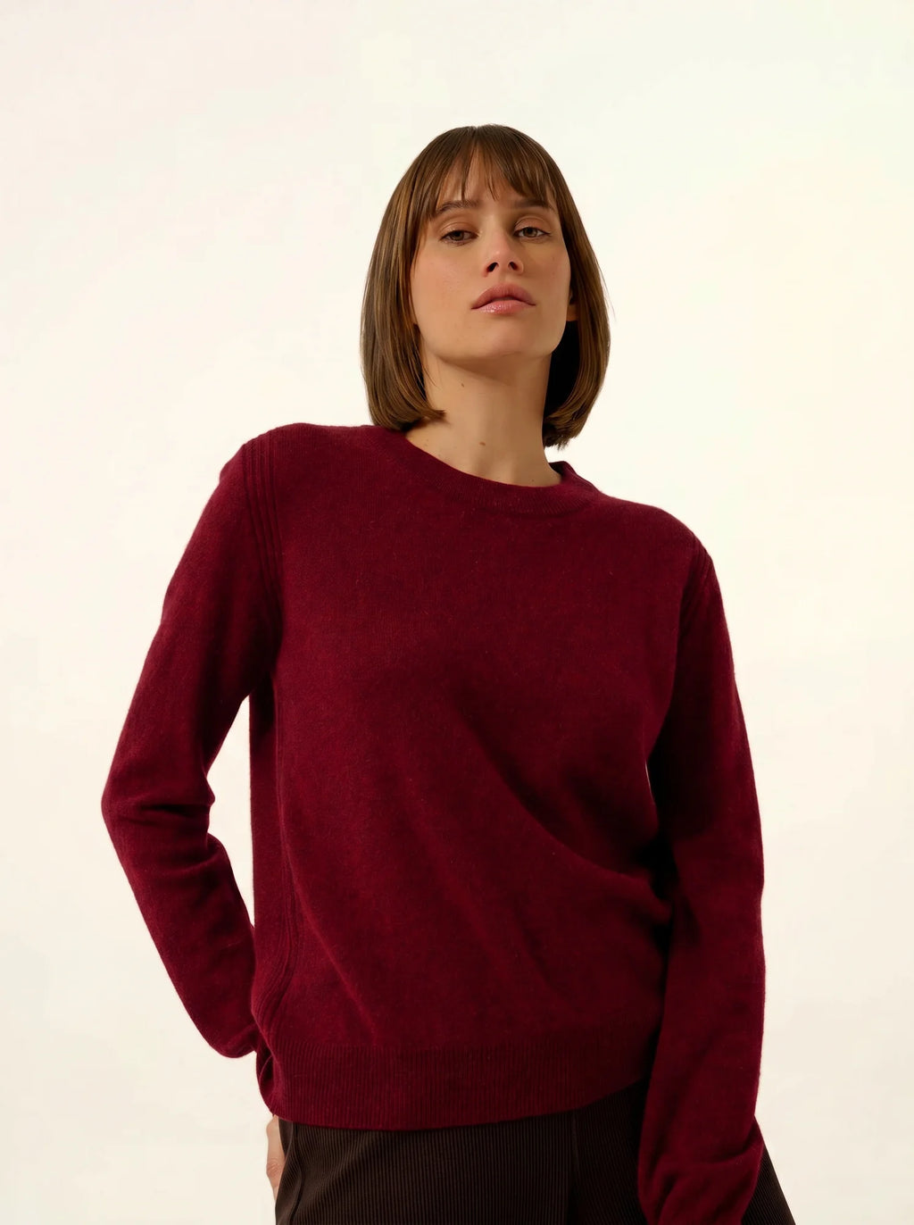 LUNERA Pullover Rundhalsausschnitt Preiselbeerrot meliert