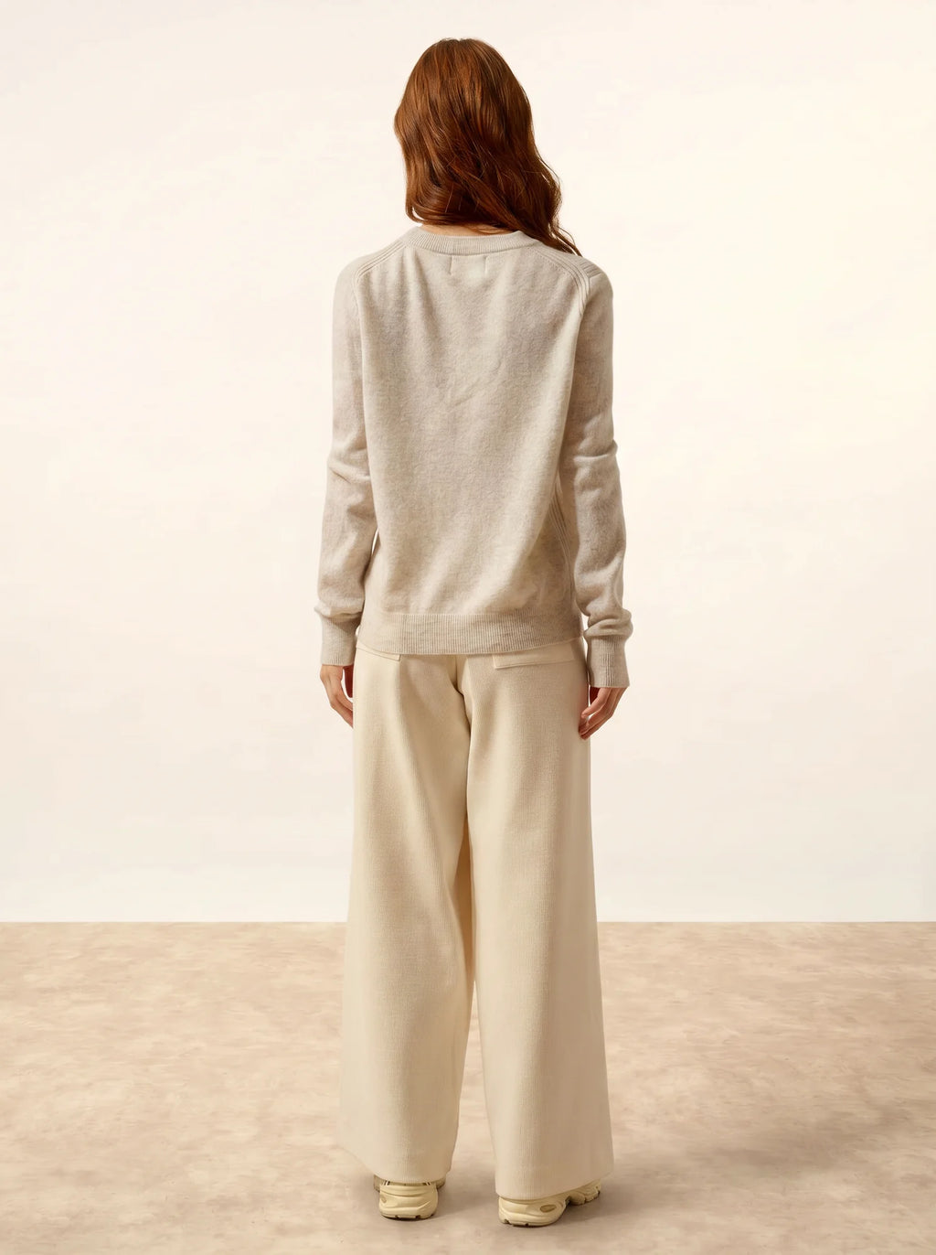 LUNERA Pull Col Rond Gris Perle Chiné