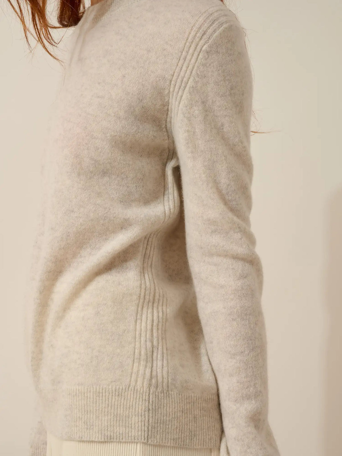 LUNERA Pull Col Rond Gris Perle Chiné