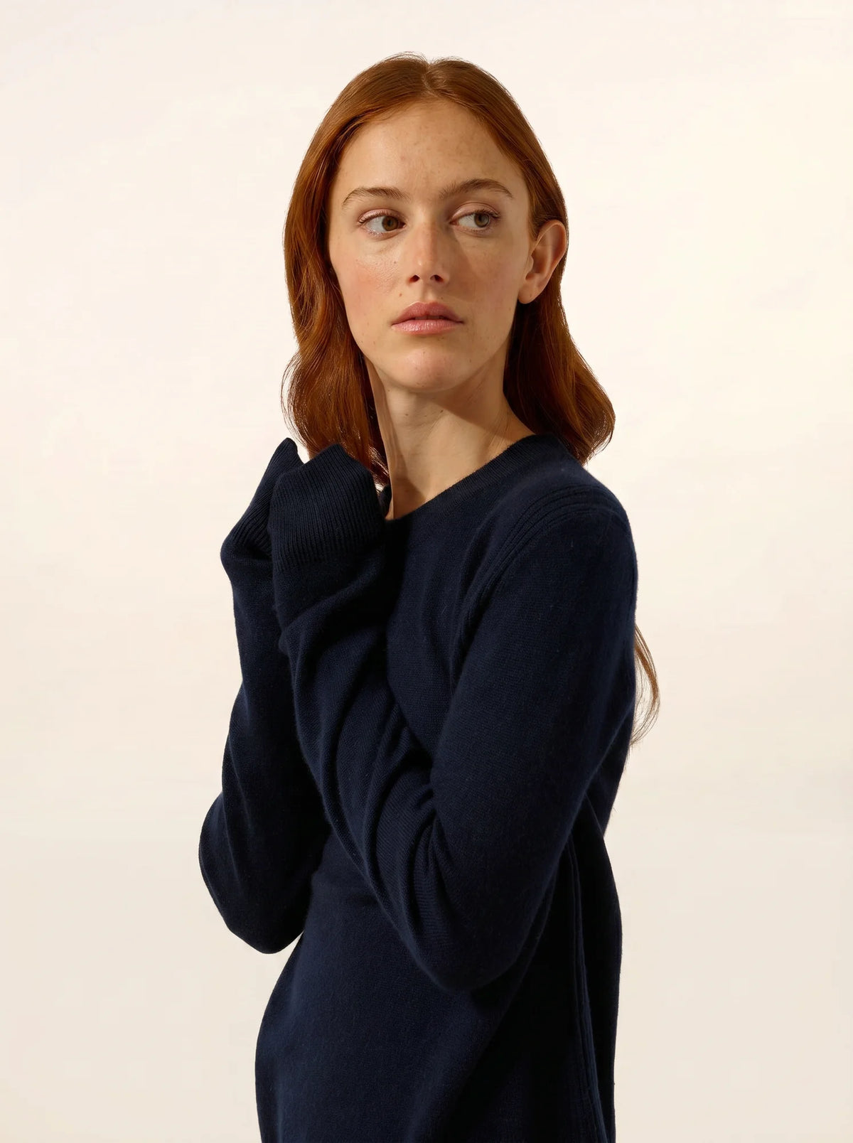 LUNERA Pull Col Rond Bleu Marine