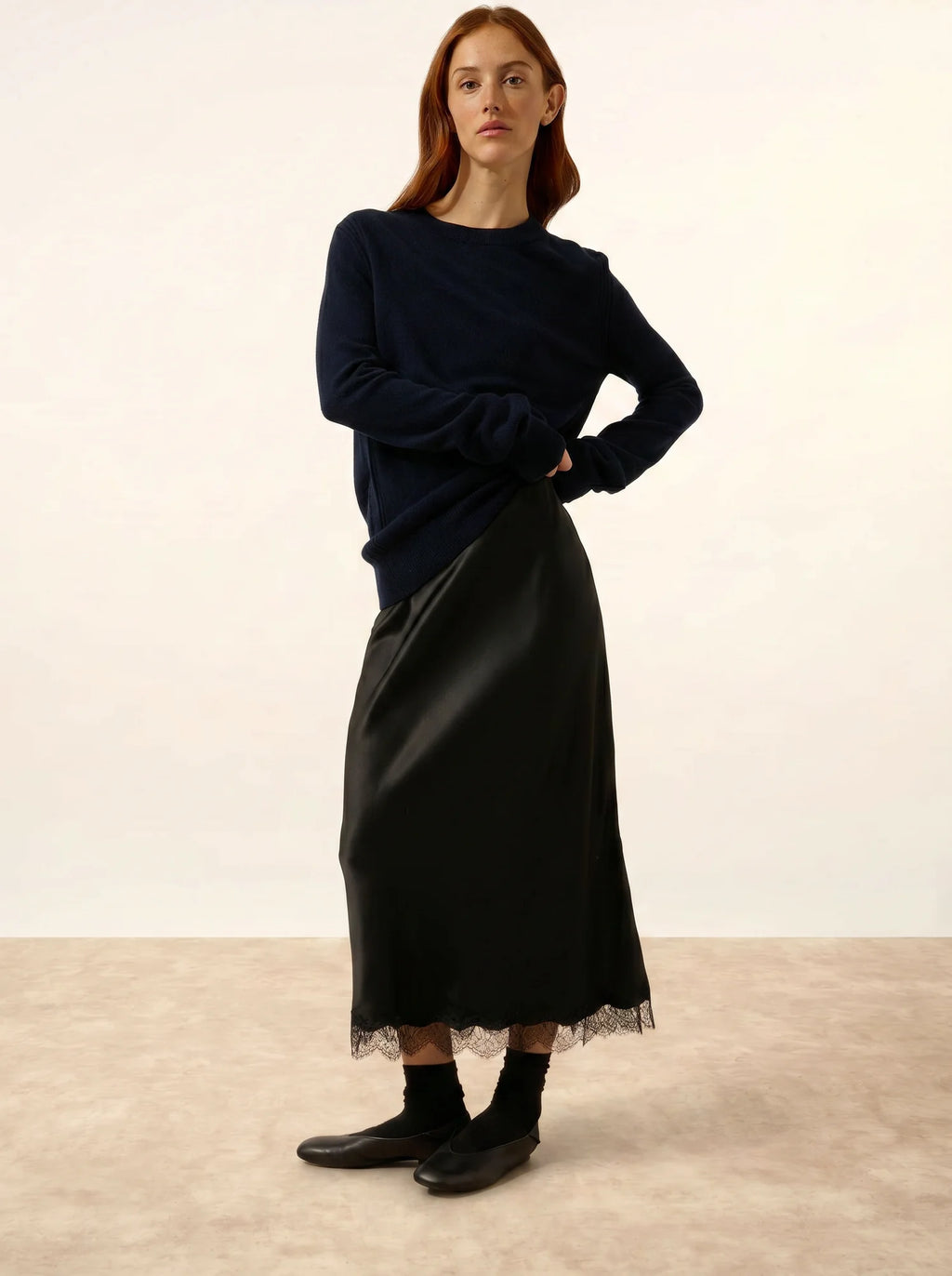 LUNERA Pull Col Rond Bleu Marine